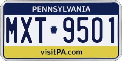 PA license plate MXT9501