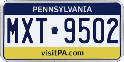 PA license plate MXT9502