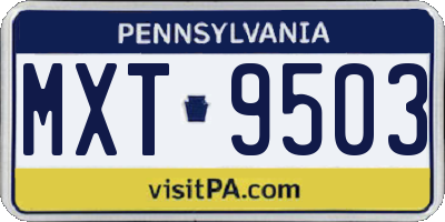 PA license plate MXT9503