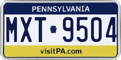 PA license plate MXT9504