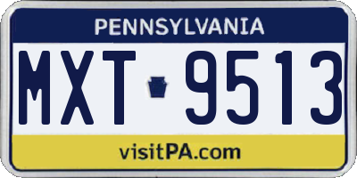 PA license plate MXT9513