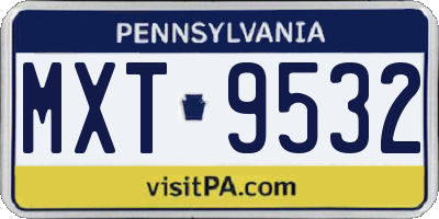 PA license plate MXT9532