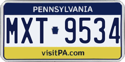 PA license plate MXT9534