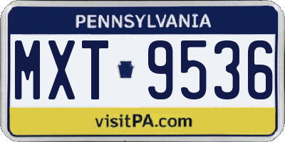 PA license plate MXT9536