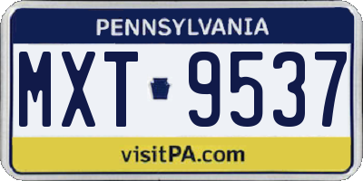 PA license plate MXT9537