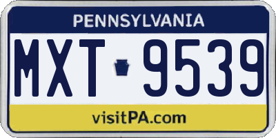 PA license plate MXT9539