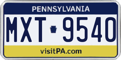 PA license plate MXT9540
