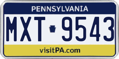 PA license plate MXT9543