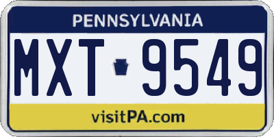 PA license plate MXT9549