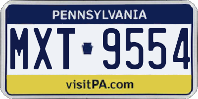 PA license plate MXT9554
