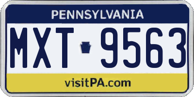 PA license plate MXT9563