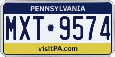 PA license plate MXT9574