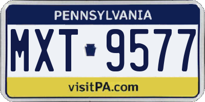 PA license plate MXT9577