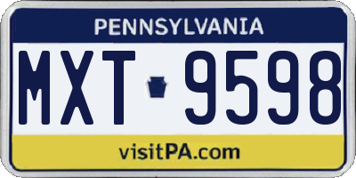 PA license plate MXT9598
