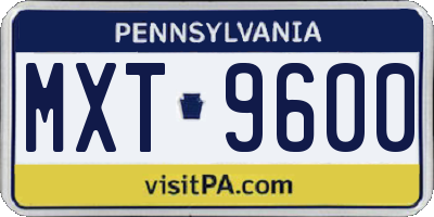 PA license plate MXT9600