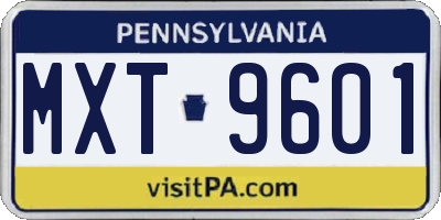 PA license plate MXT9601