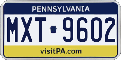PA license plate MXT9602