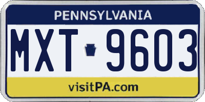 PA license plate MXT9603
