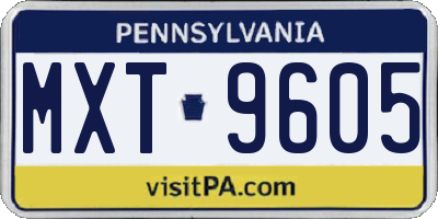 PA license plate MXT9605
