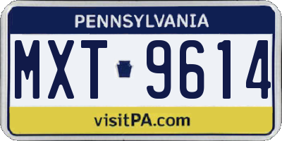 PA license plate MXT9614