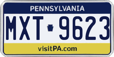 PA license plate MXT9623