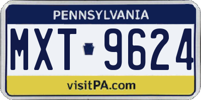PA license plate MXT9624