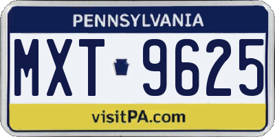 PA license plate MXT9625