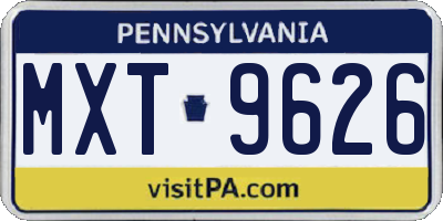 PA license plate MXT9626