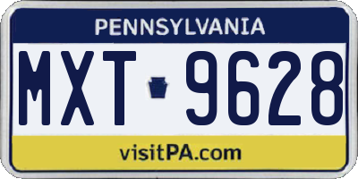 PA license plate MXT9628