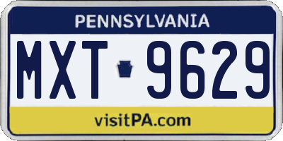 PA license plate MXT9629