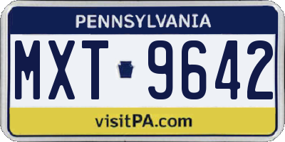 PA license plate MXT9642