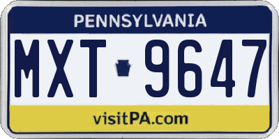 PA license plate MXT9647
