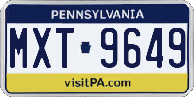 PA license plate MXT9649
