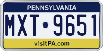 PA license plate MXT9651