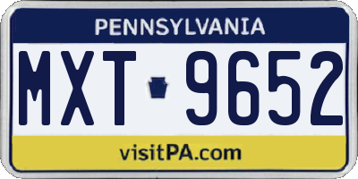 PA license plate MXT9652