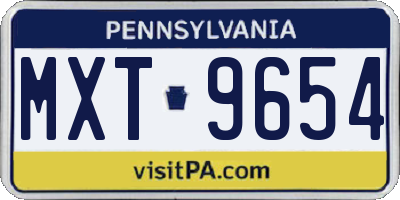 PA license plate MXT9654