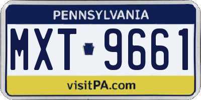 PA license plate MXT9661