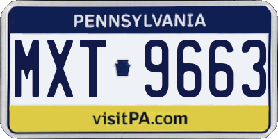 PA license plate MXT9663
