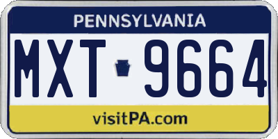 PA license plate MXT9664