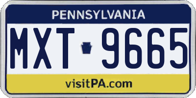 PA license plate MXT9665