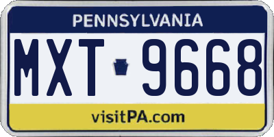 PA license plate MXT9668