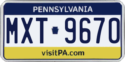 PA license plate MXT9670