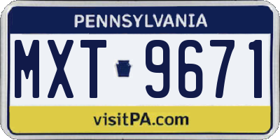PA license plate MXT9671