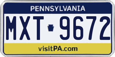 PA license plate MXT9672