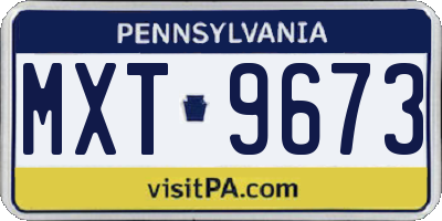 PA license plate MXT9673