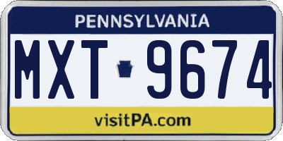 PA license plate MXT9674