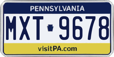 PA license plate MXT9678