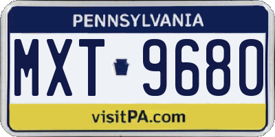PA license plate MXT9680