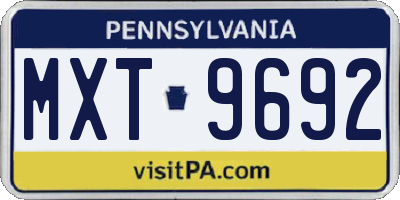 PA license plate MXT9692