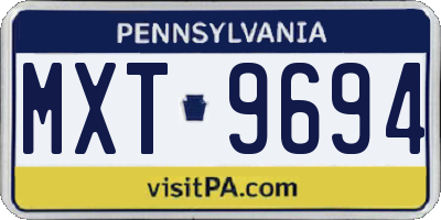 PA license plate MXT9694